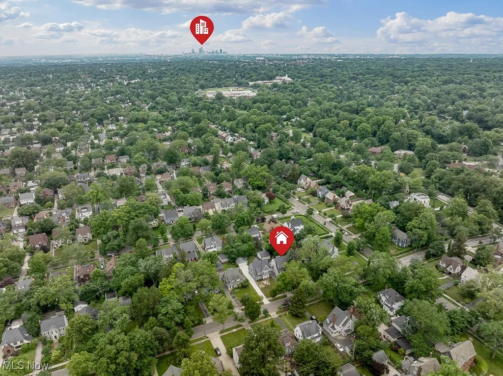 Aerial perspective of suburban area