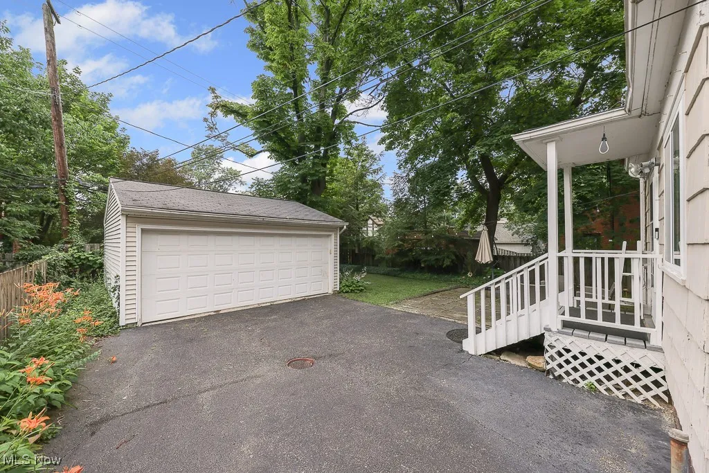 View of detached garage