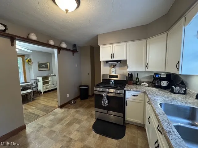 Kitchen view of dining room and hall to side entry
