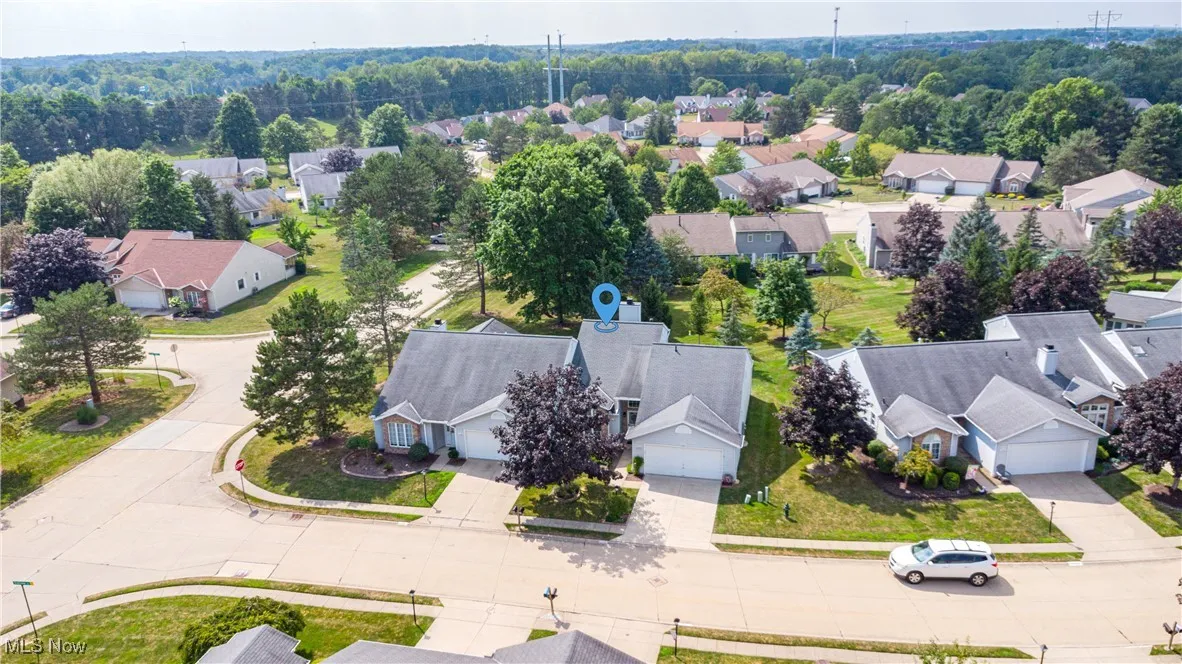 Aerial perspective of suburban area