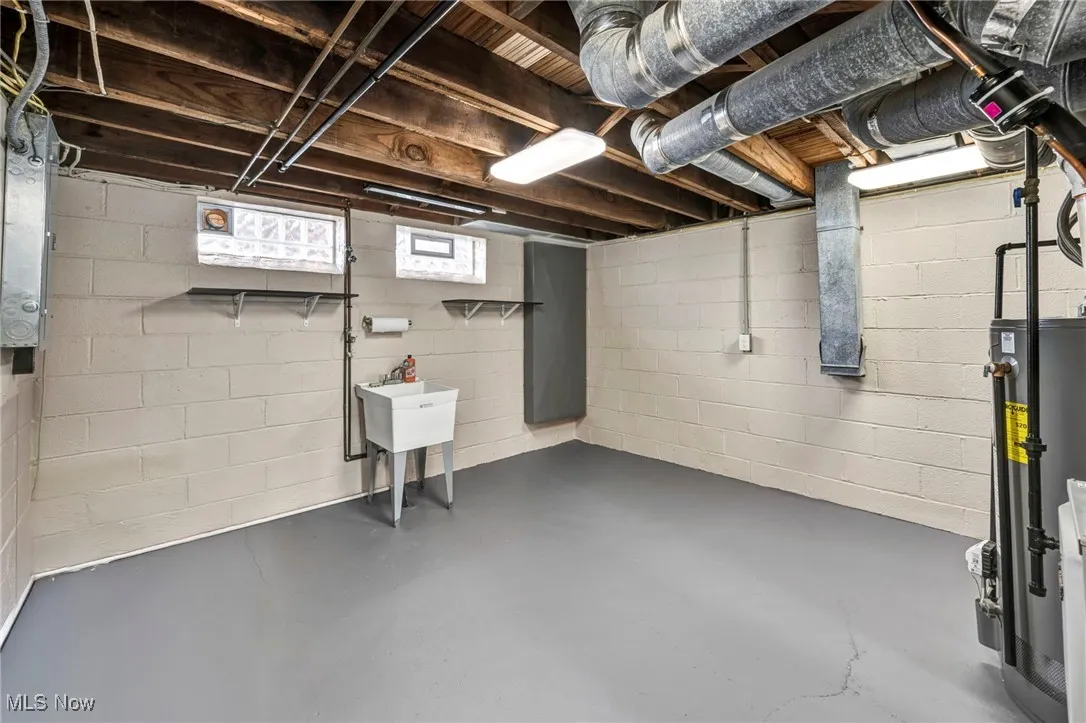 Below grade area with water heater