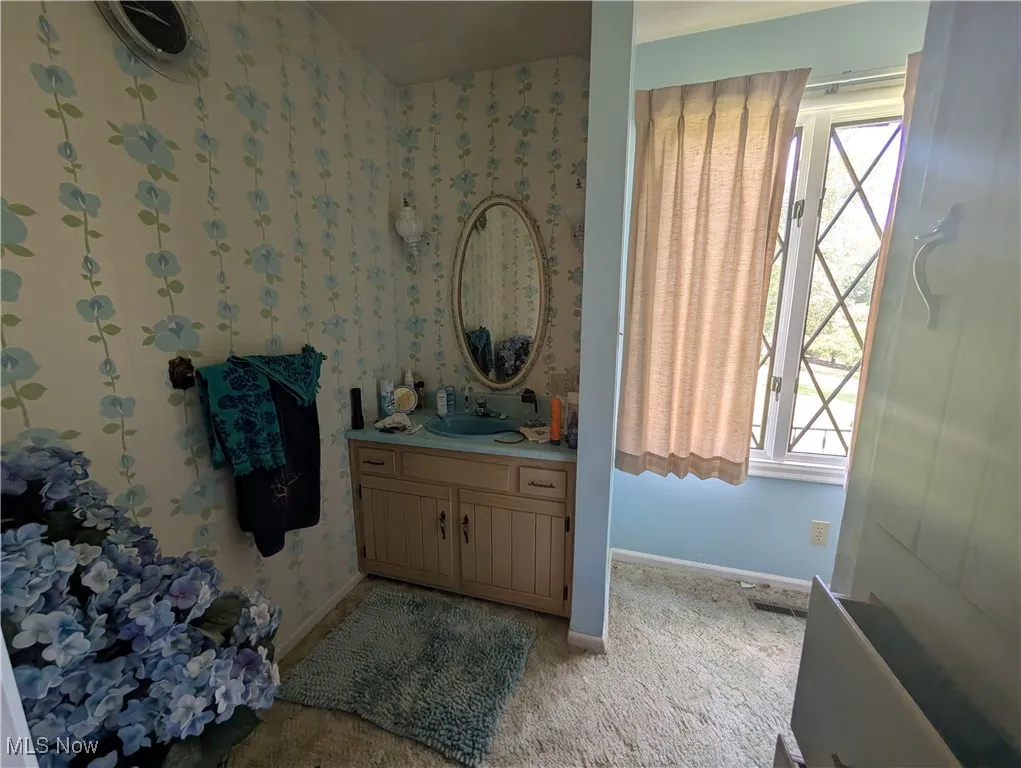 Bathroom with baseboards and vanity