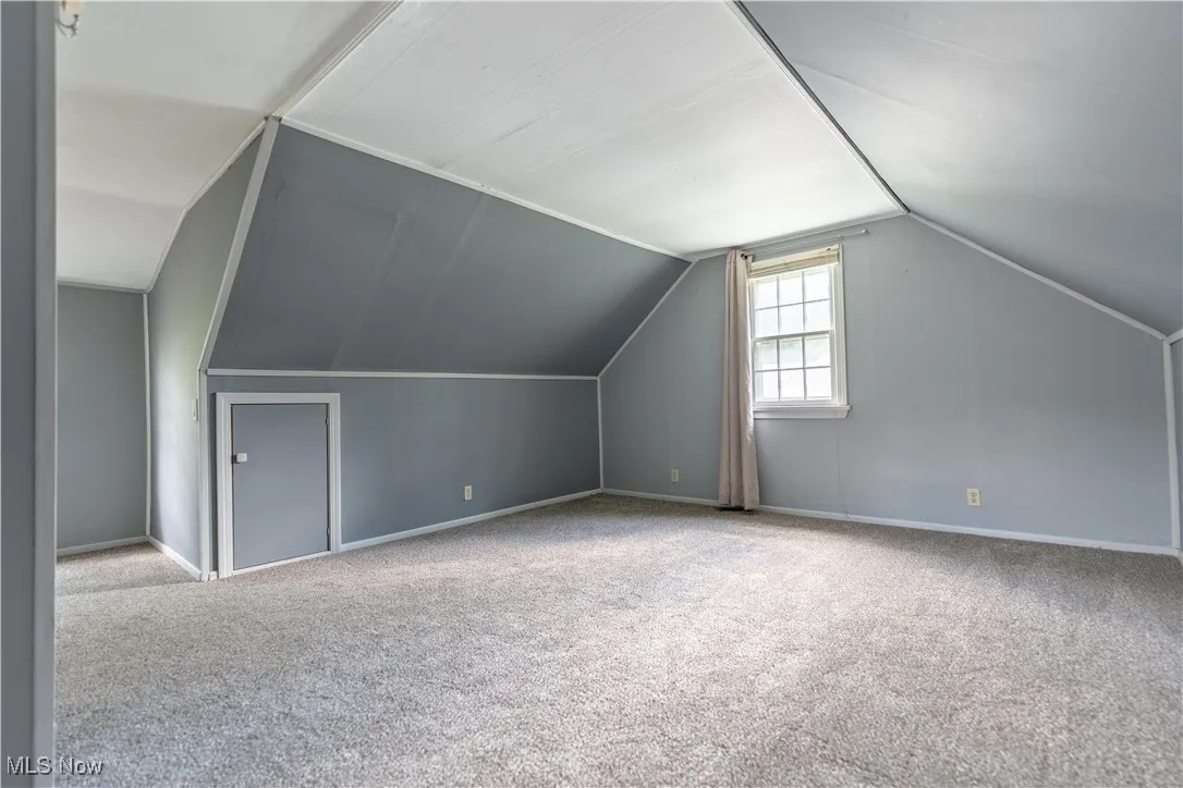 Bonus room featuring carpet floors and vaulted ceiling