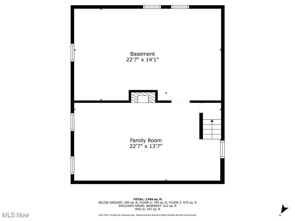 Basement view of floor plan / room layout