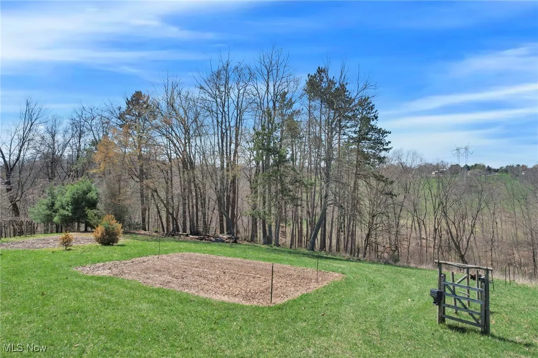 View of property's community with a yard and a view of trees
