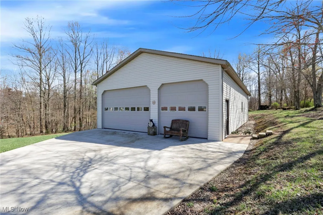 View of detached garage