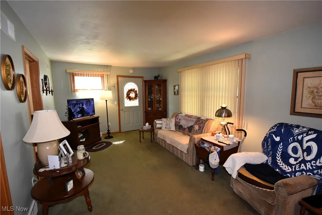 View of carpeted living area