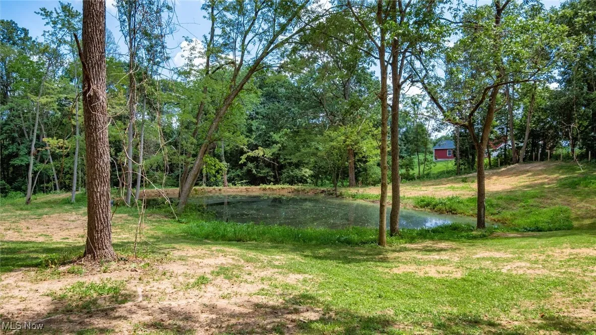 View of grassy yard with a water view