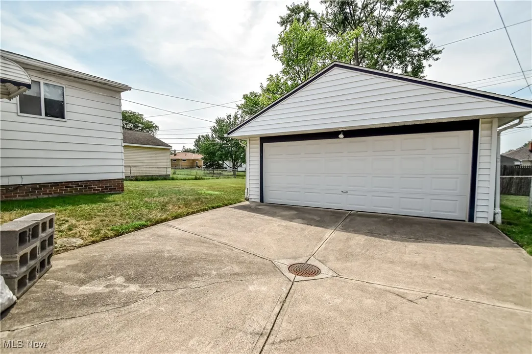 View of detached garage