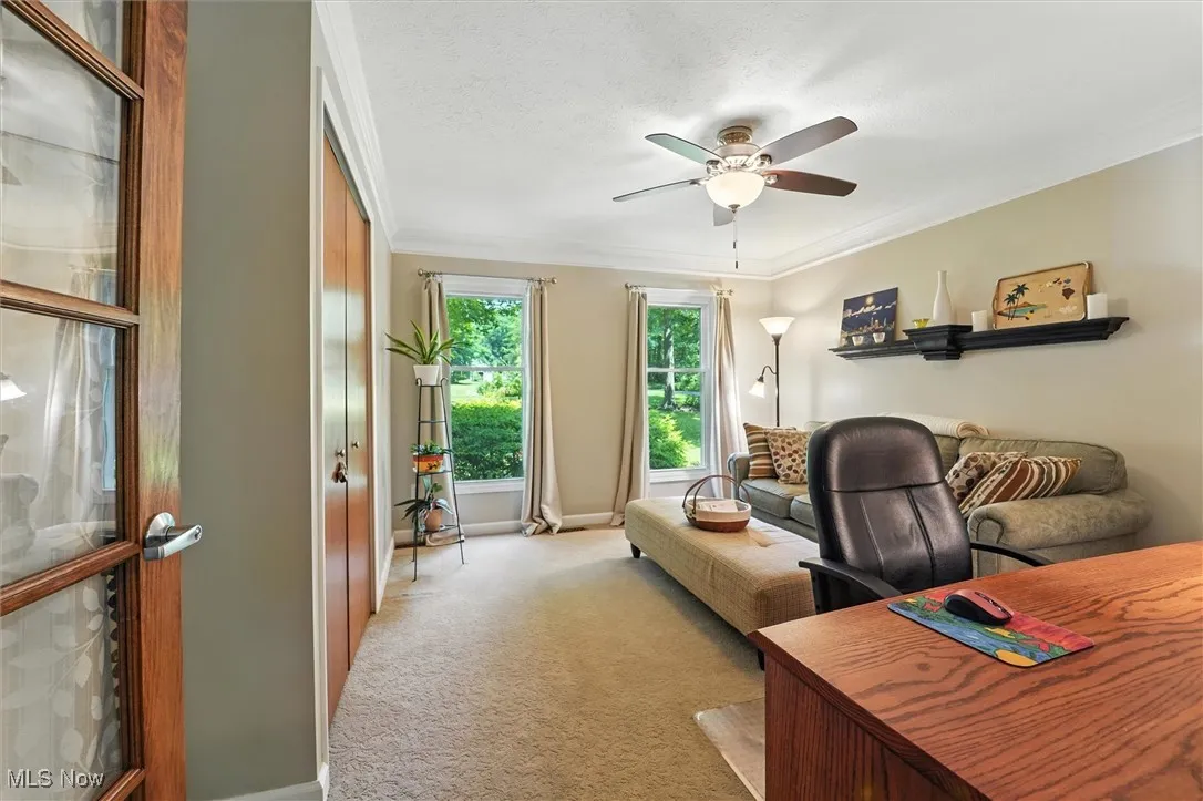 Could be first floor bedroom or playroom. Closet and door.