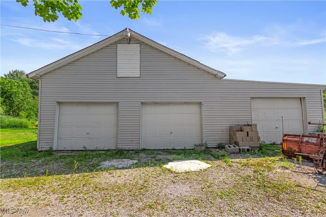 View of detached garage