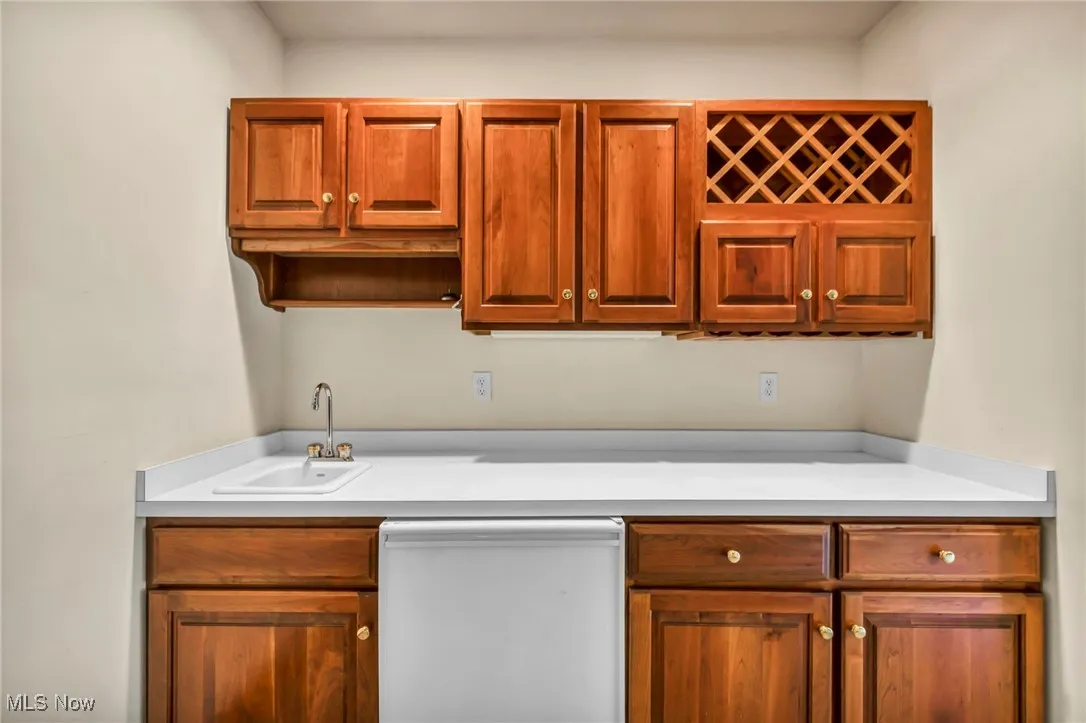 Kitchen with dishwasher and light countertops