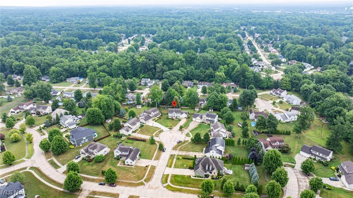Aerial view of neighborhood.