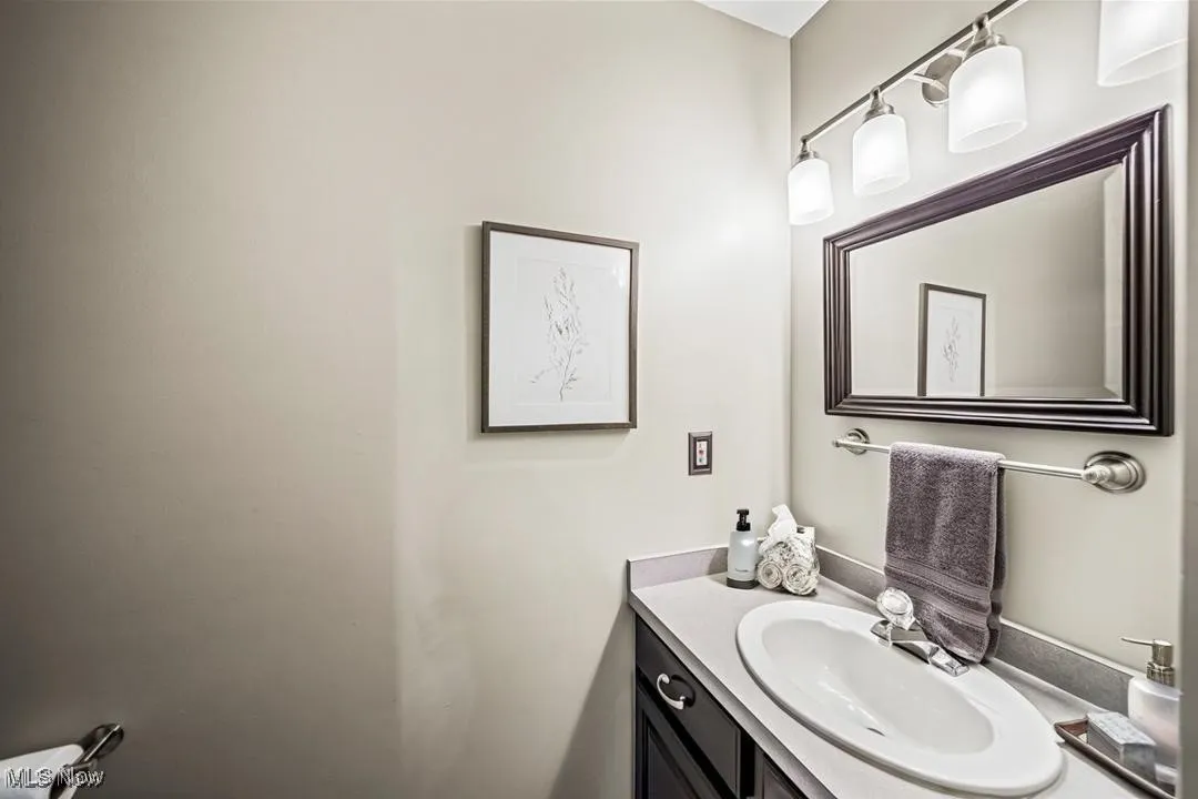Half bath located on main level. Virtually staged.