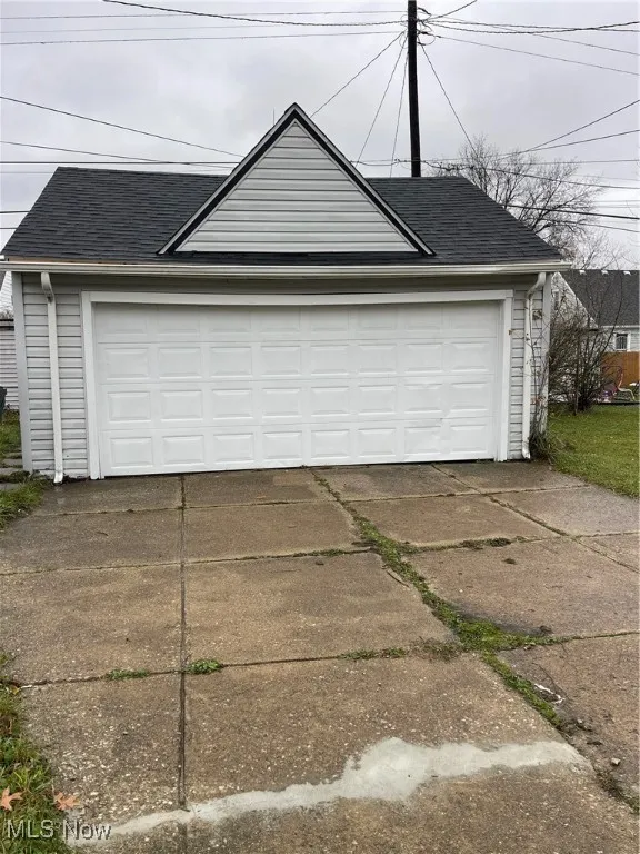 View of detached garage