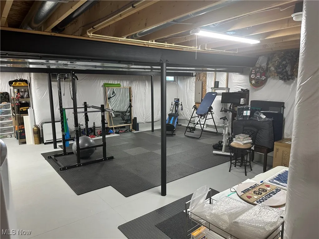 Exercise room featuring electric panel