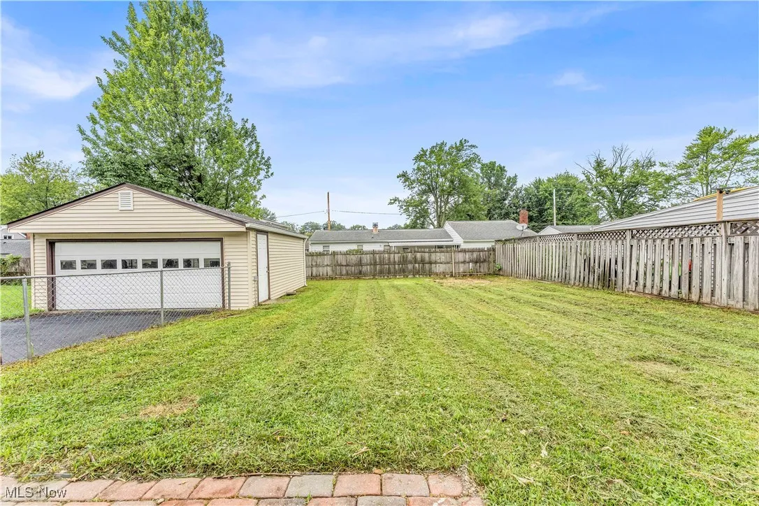 Fenced in backyard and garage.