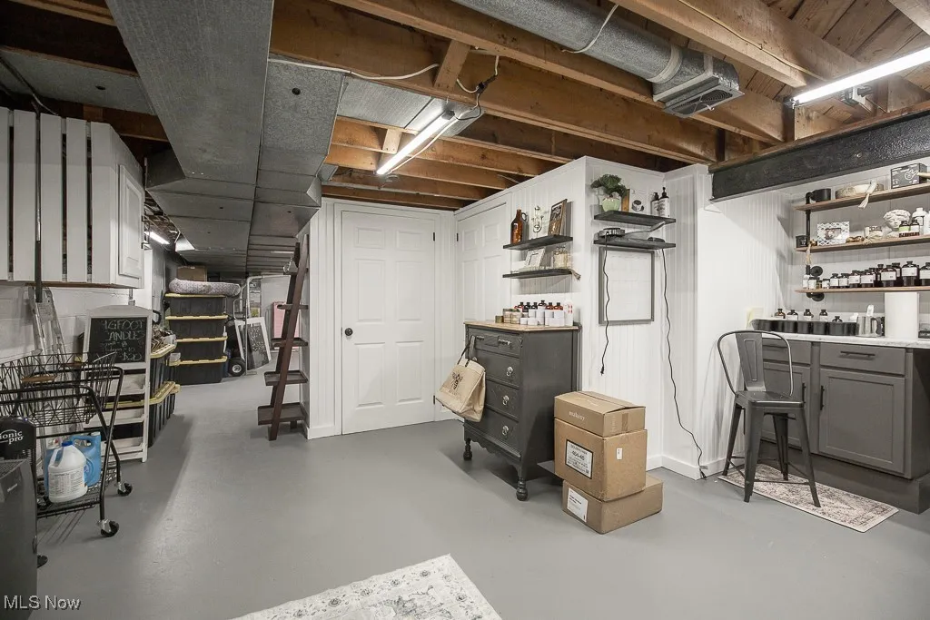 Basement with bar area