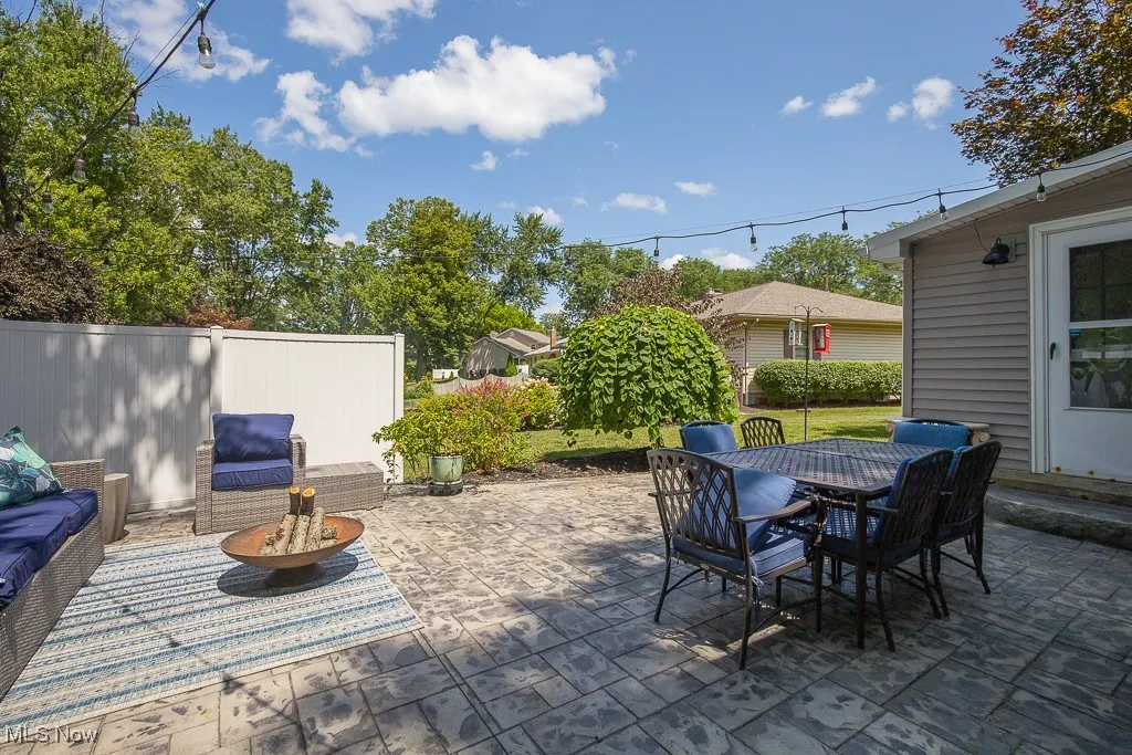 View of patio with outdoor dining area