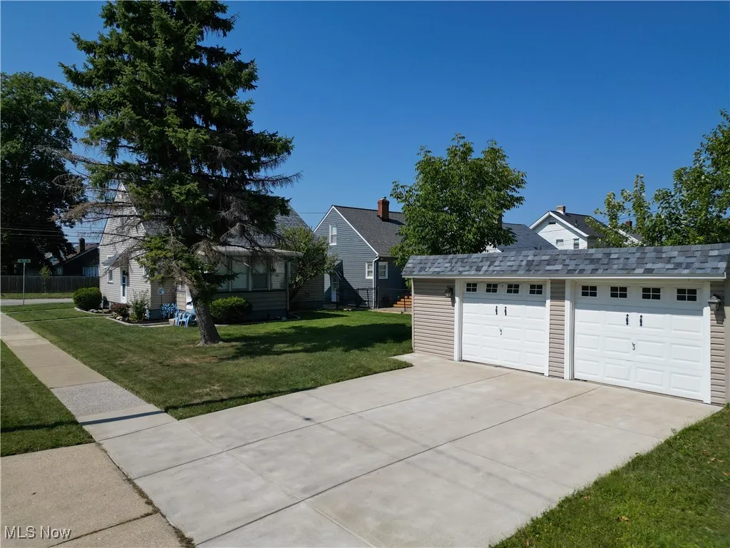View of detached garage