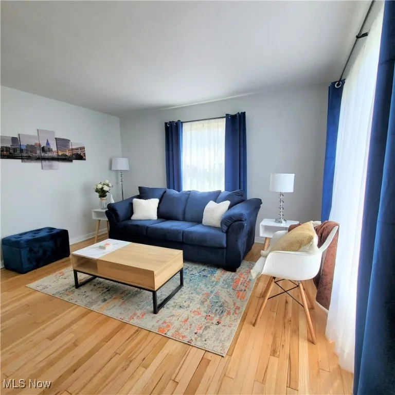 Living room featuring wood finished floors and baseboards