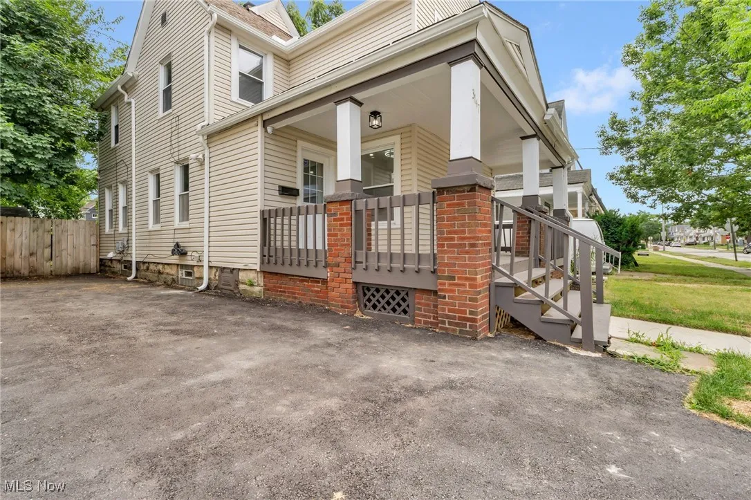 View of home's exterior with covered porch
