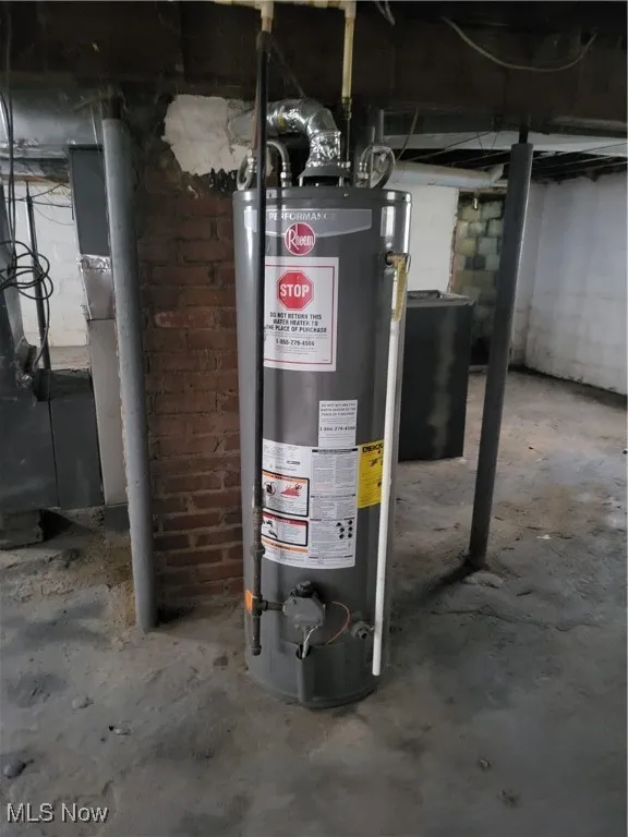 Utilities featuring gas water heater