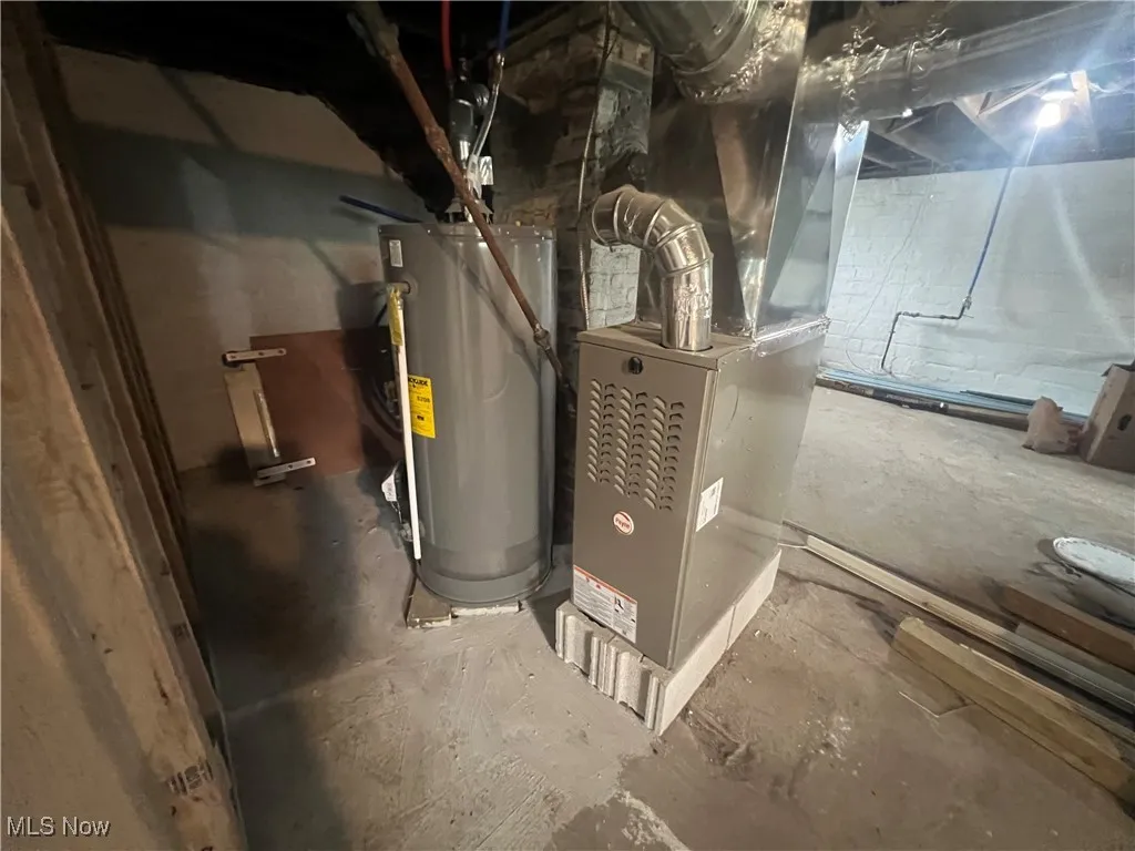 Utilities with gas water heater and heating unit