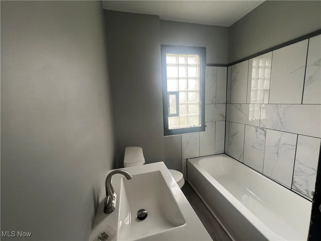 Full bathroom with toilet and a bath