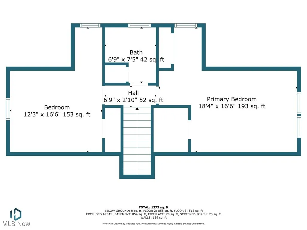 View of second level floor plan.