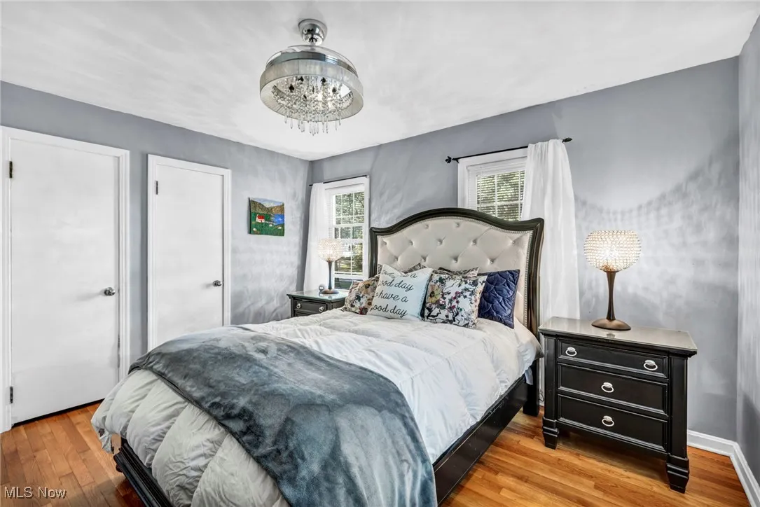 First floor bedroom showing 2 closets for storage.