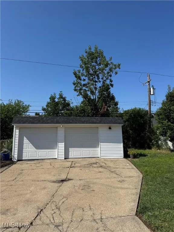 View of detached garage