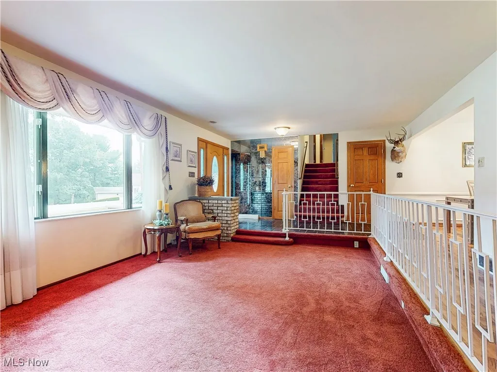 Living area with carpet