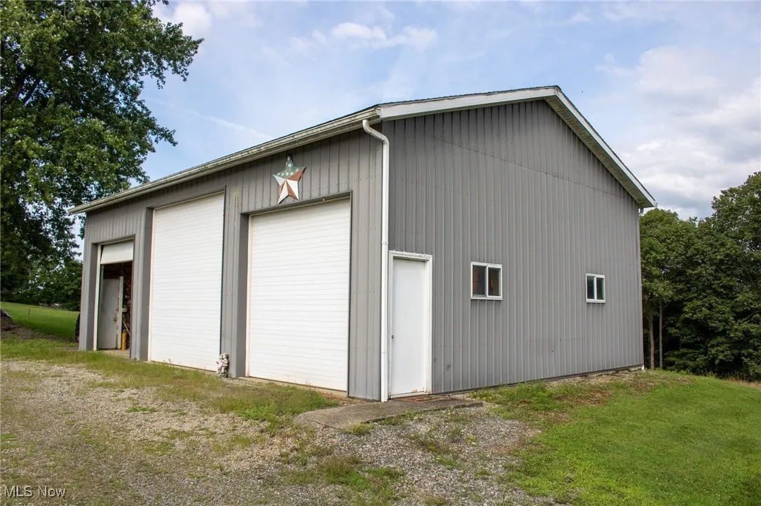 View of detached garage