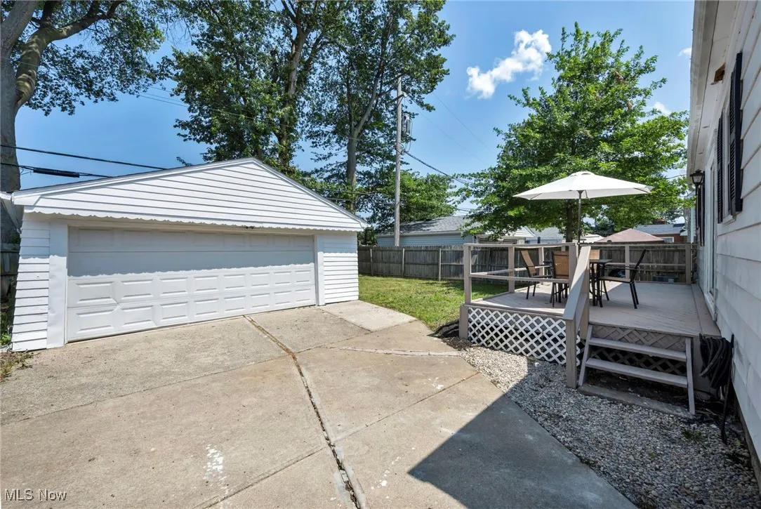 View of detached garage