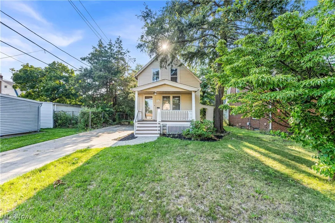 View of front of home featuring covered porch