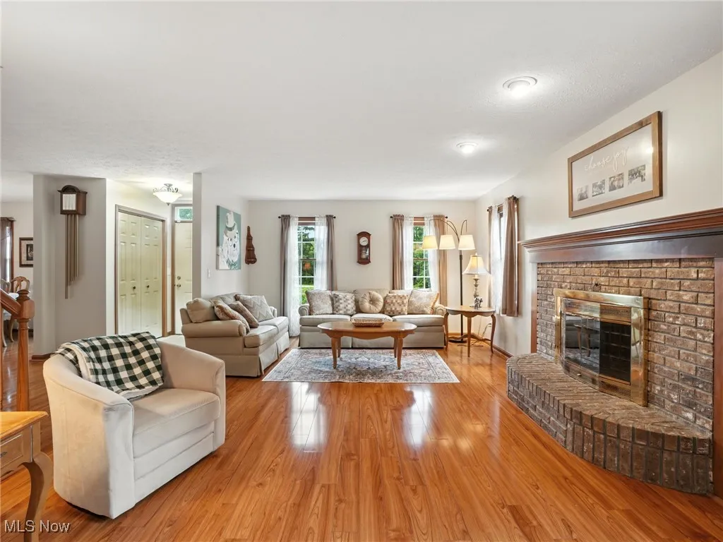 Cozy fireplace in the large living room.