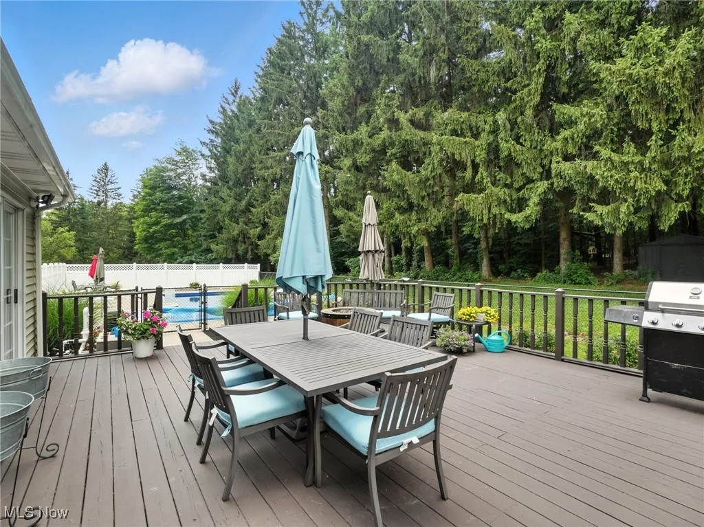 Landscaping and deck in the pool area.