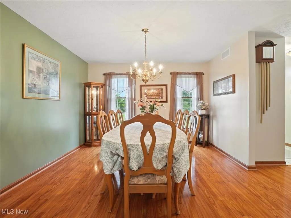 Wood floors in large dining room