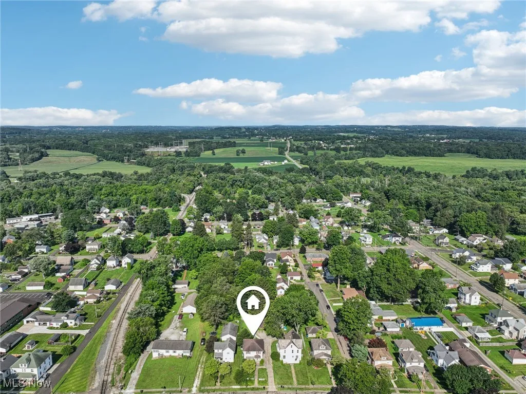 Aerial perspective of suburban area