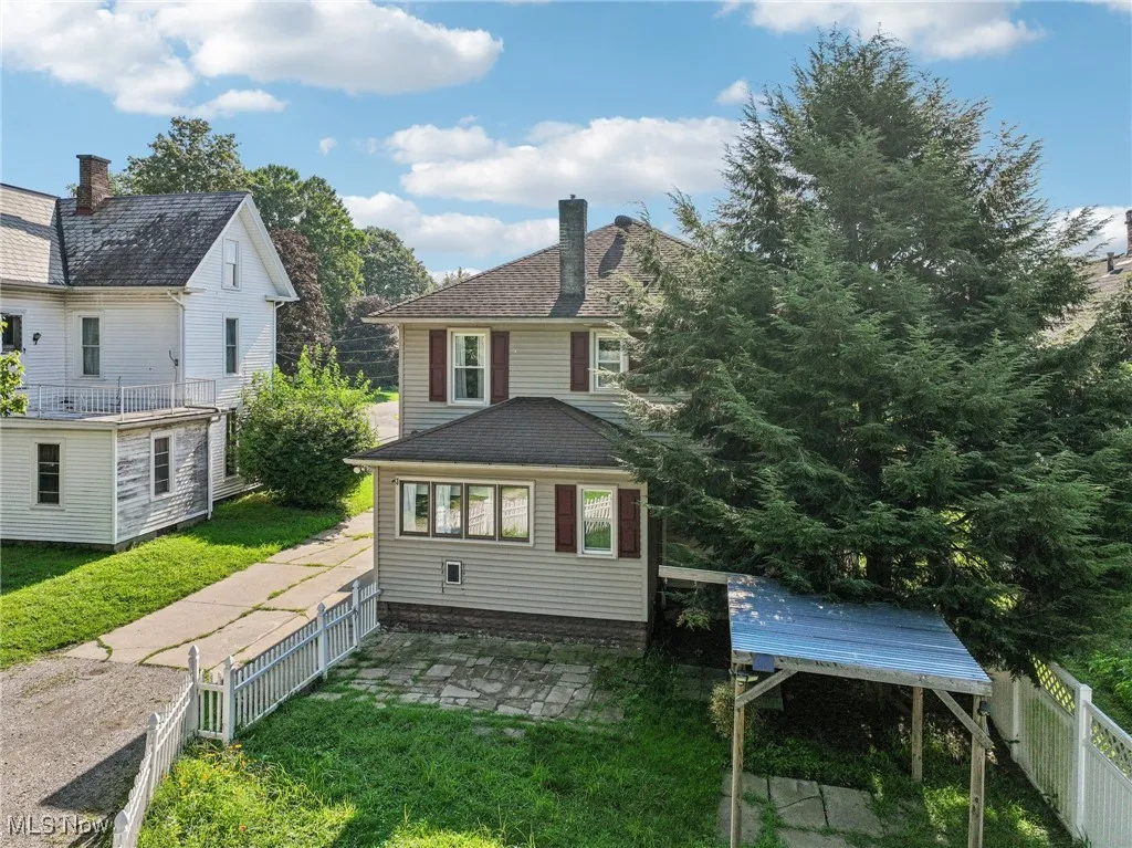 Back of house with a fenced backyard