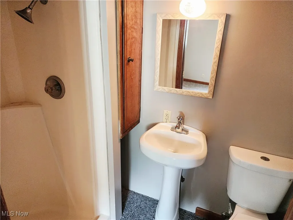 Full bathroom featuring toilet and a shower