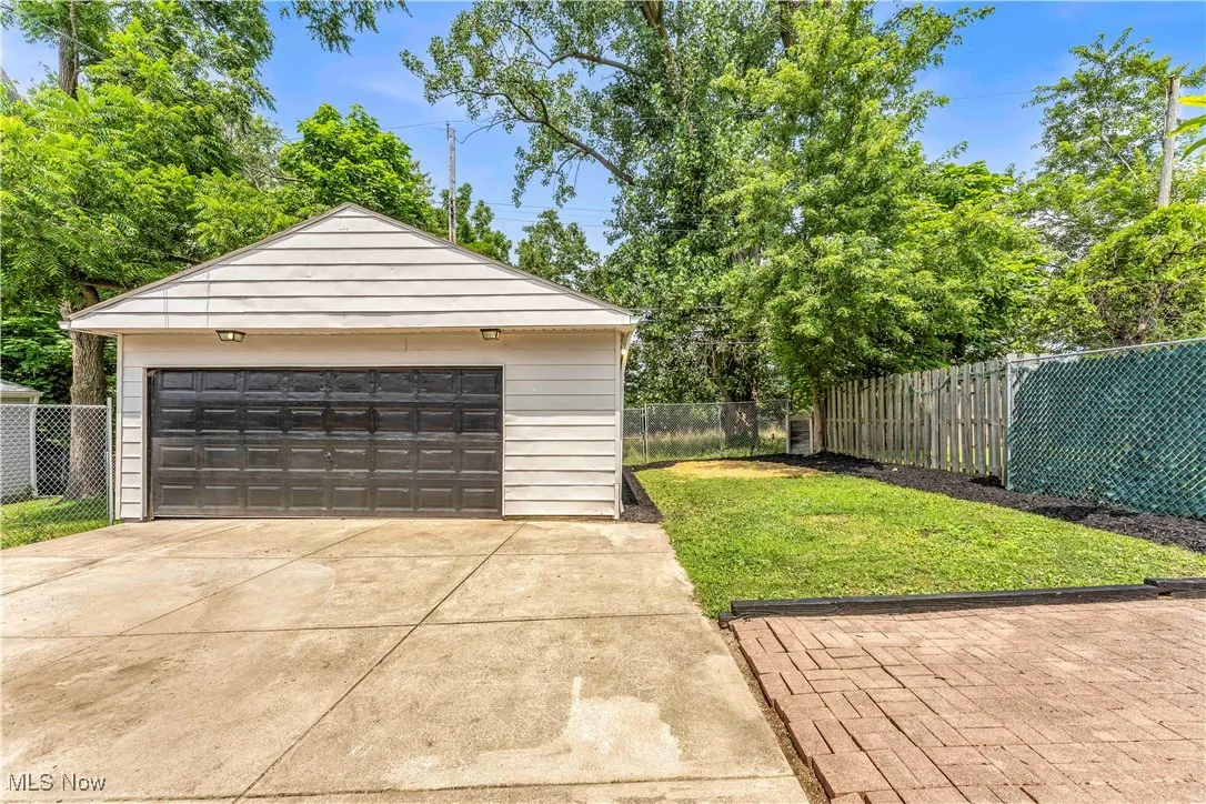 View of detached garage