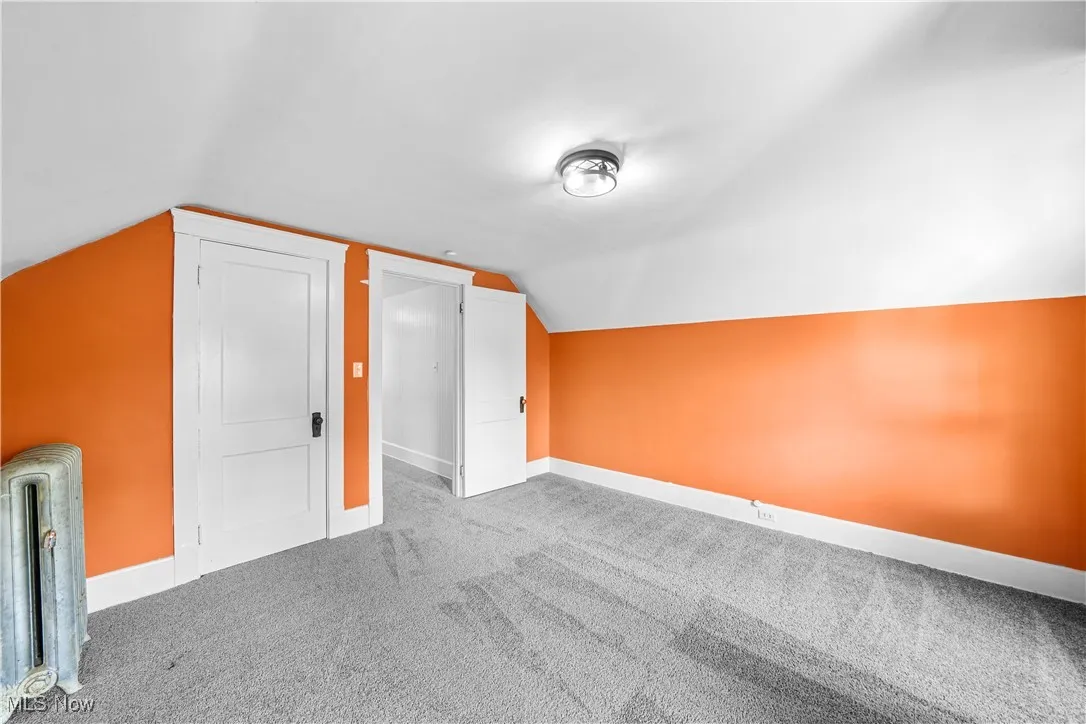 Bonus room with carpet floors and vaulted ceiling
