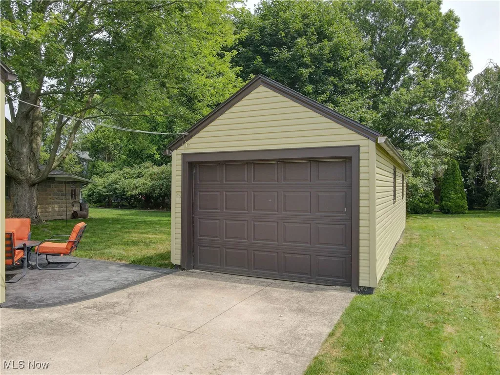 View of detached garage