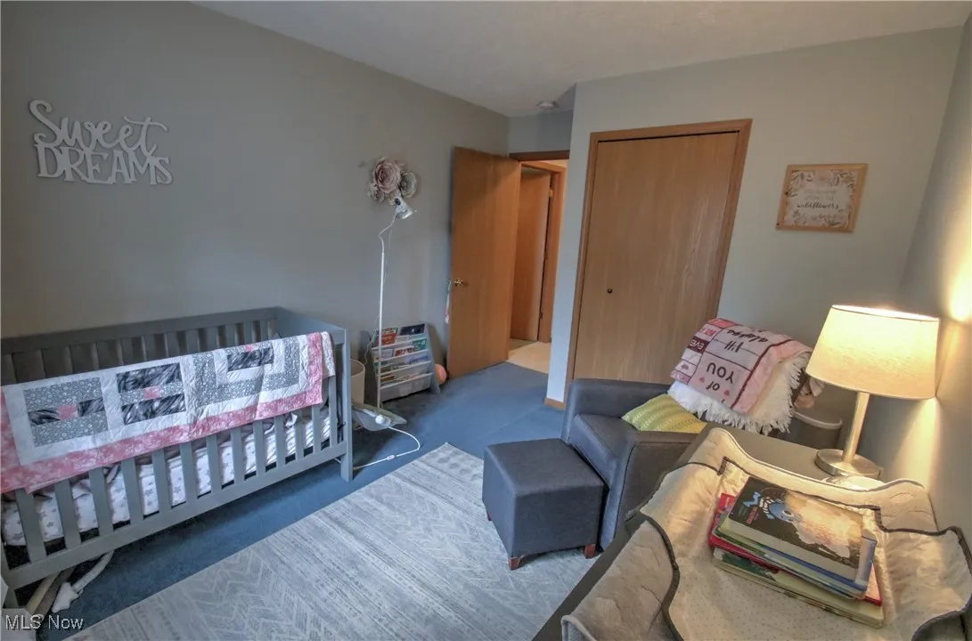 Bedroom with a closet and carpet flooring