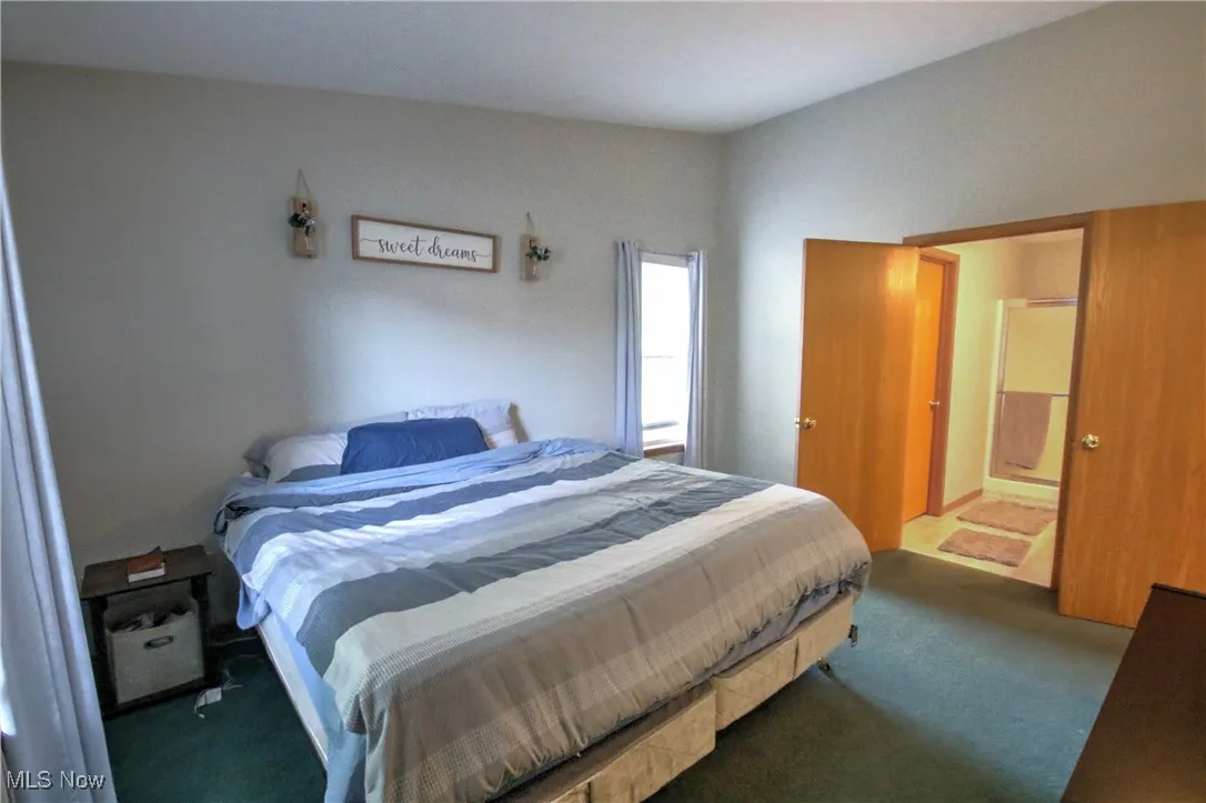 Bedroom with carpet flooring