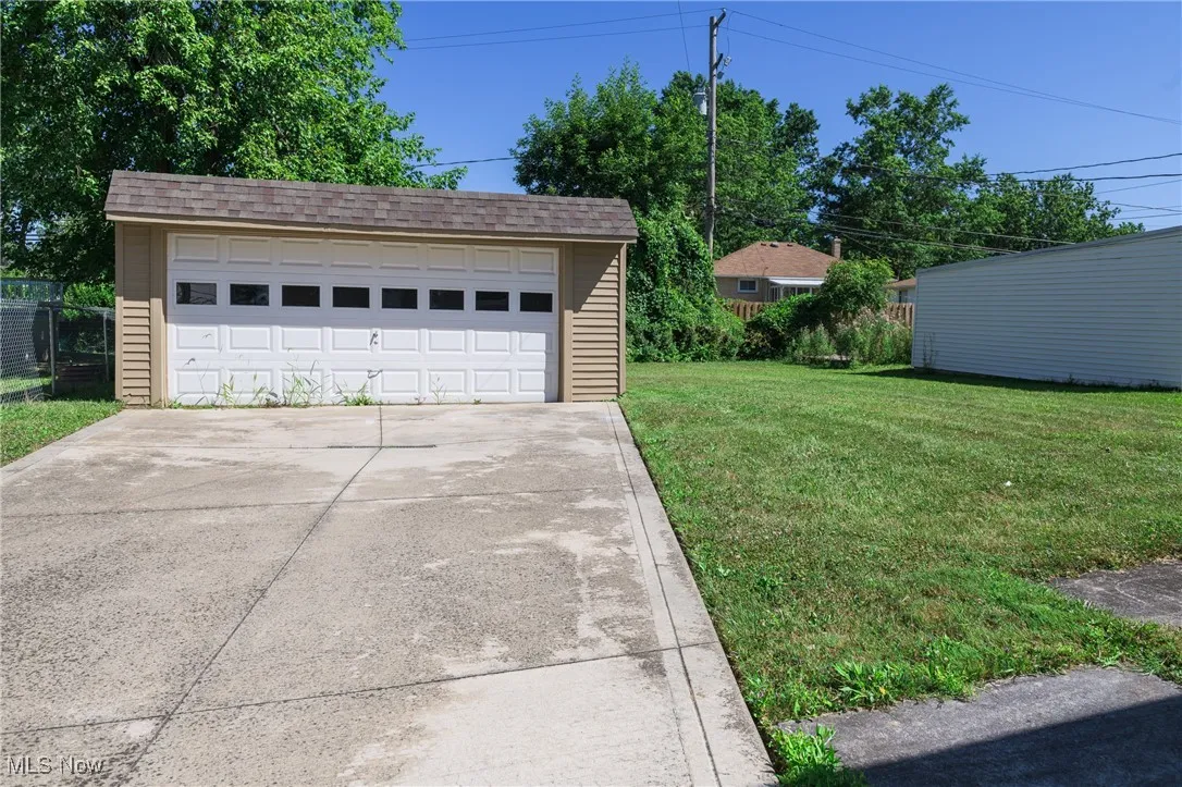 View of detached garage