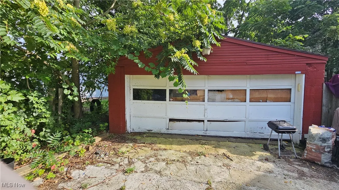 View of detached garage