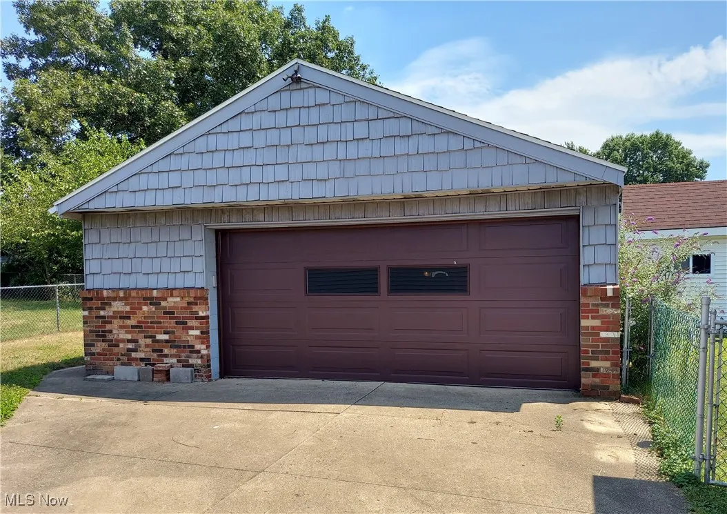 View of detached garage
